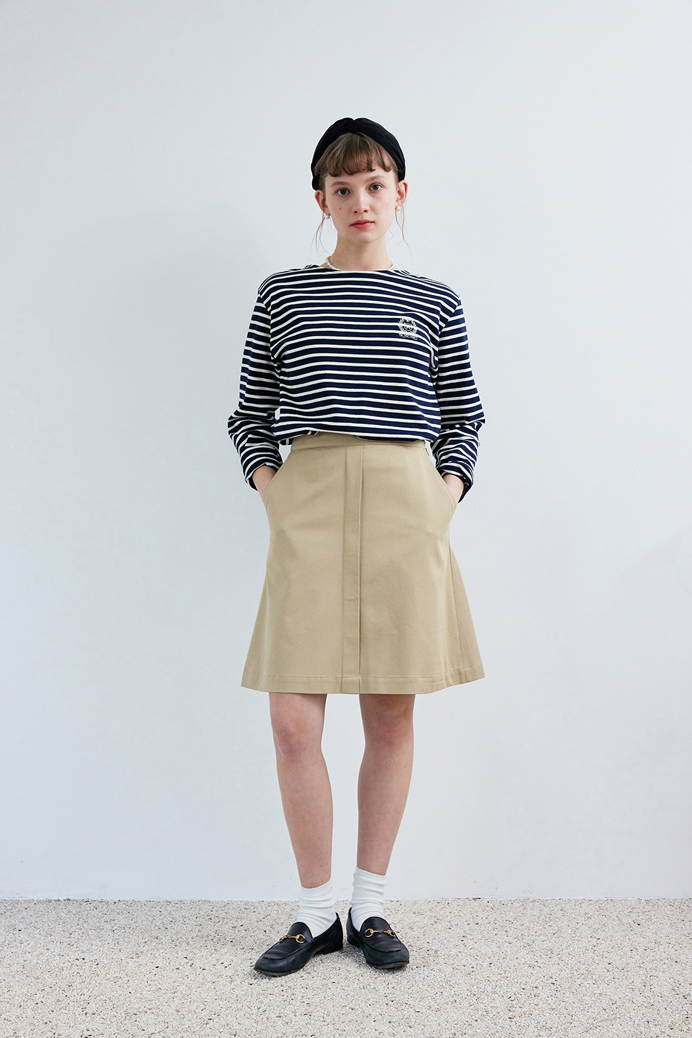 Button Chino Midi Skirt_BE