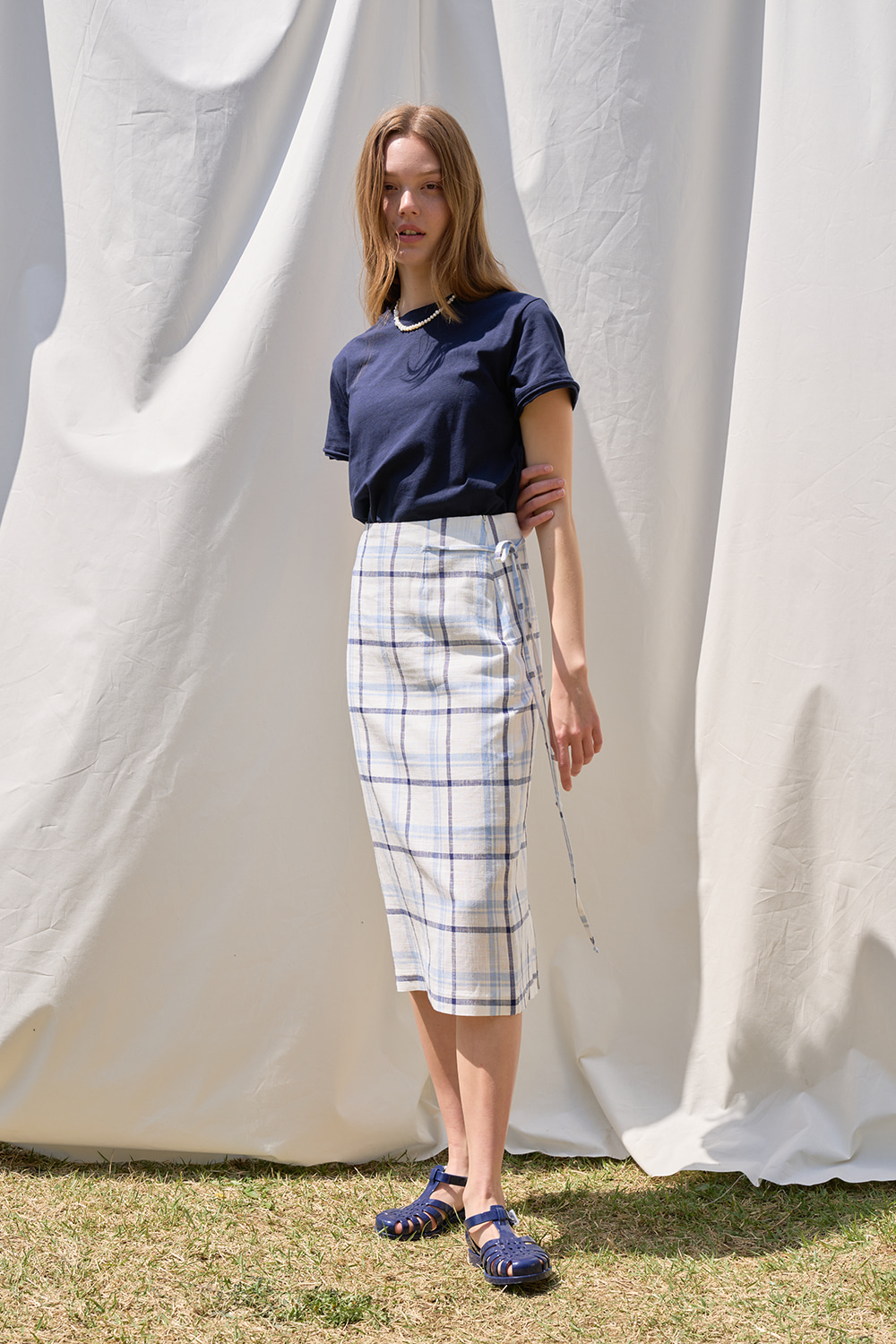 Linen Check Skirt_WT